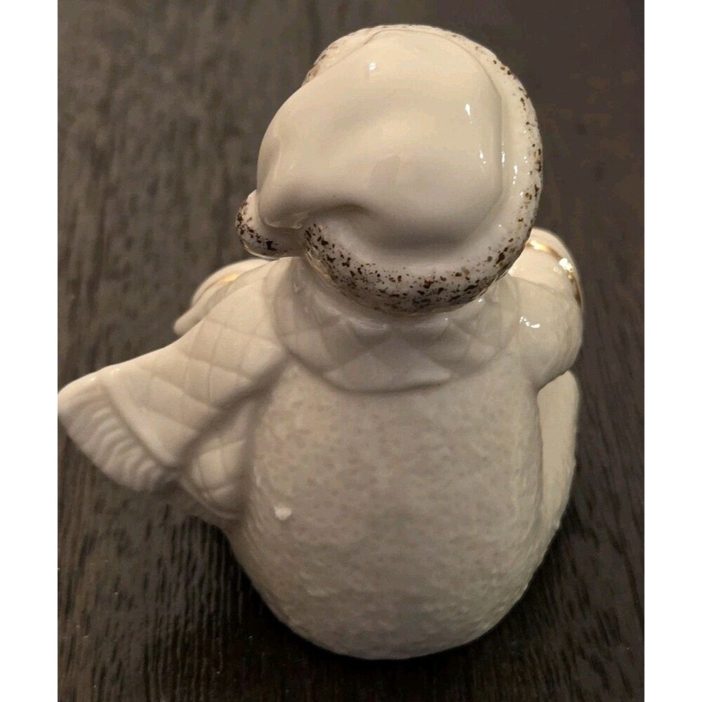 Lenox "Snowy Gift" porcelain snowman figurine,24-karat gold accents - Picture 9 of 12